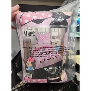 Jay Franco Disney Minnie Mouse Faces 7‎ Piece FULL Bed Set Comforter & Sheet Set